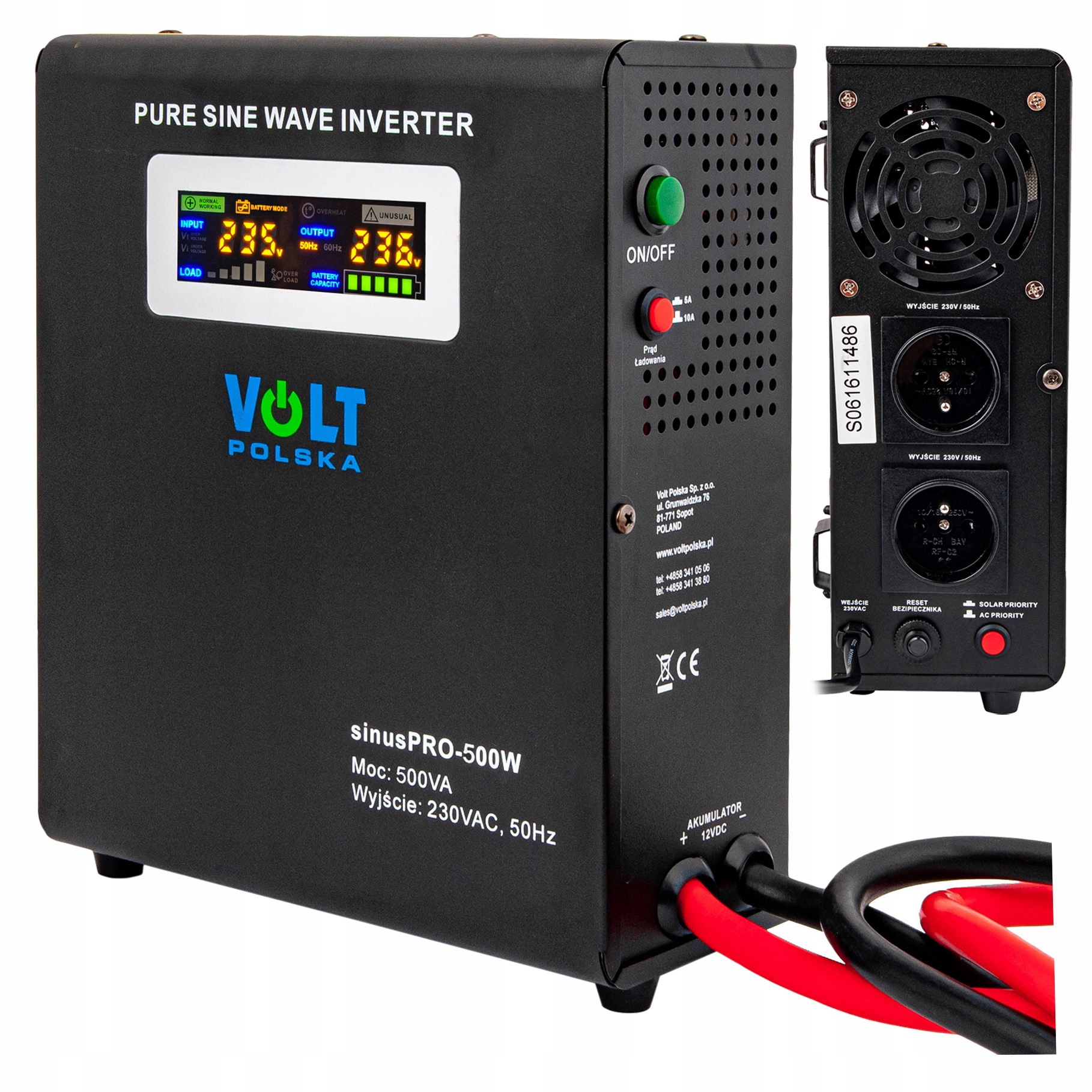 

Przetwornica Napięcia Ups 500W Sinus Pro 12V 230 C