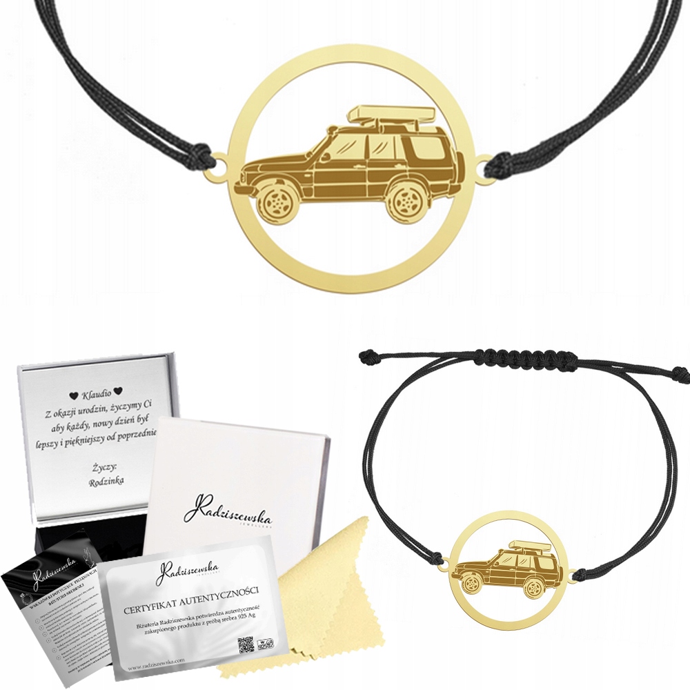 Zlatý náramek Výpravný automobil Dárek 925 Gravírování Bonus