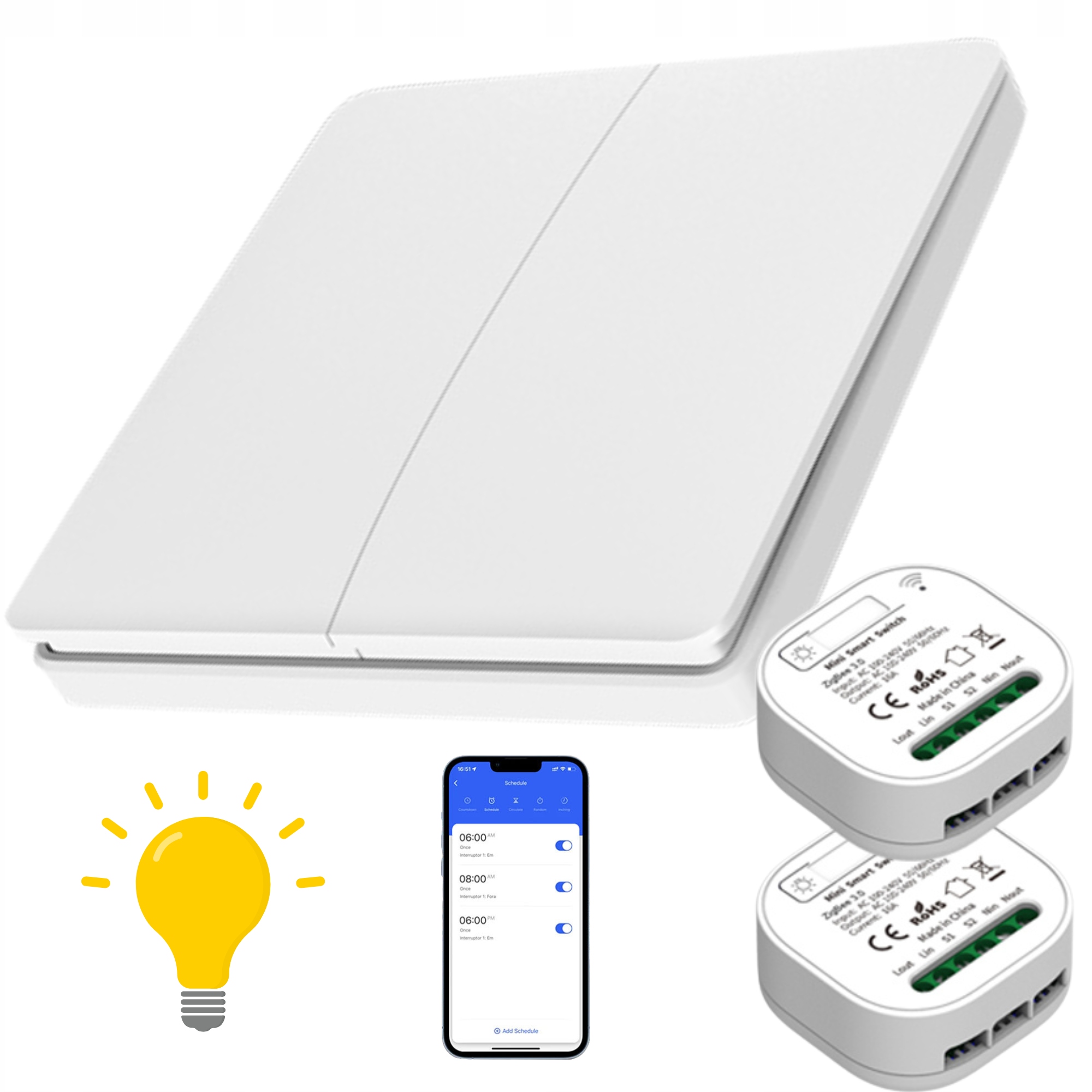 Tlačítko 2 Kanály Pro Světla Zigbee Vypínač Inteligentní Panel
