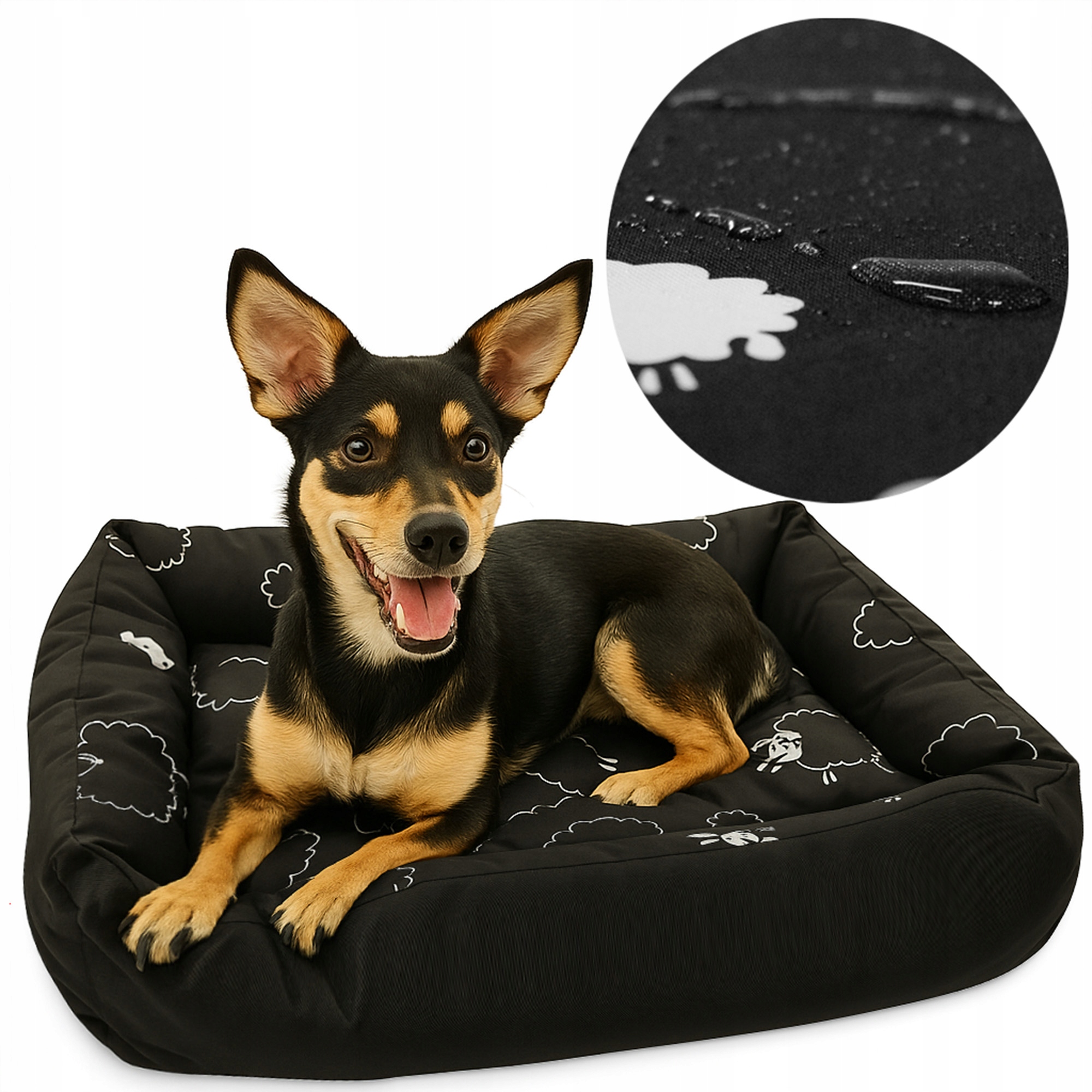 Pelíšek pro malého psa, pohodlná rozkládací pohovka potah 70x55, Voděodolná ovečka