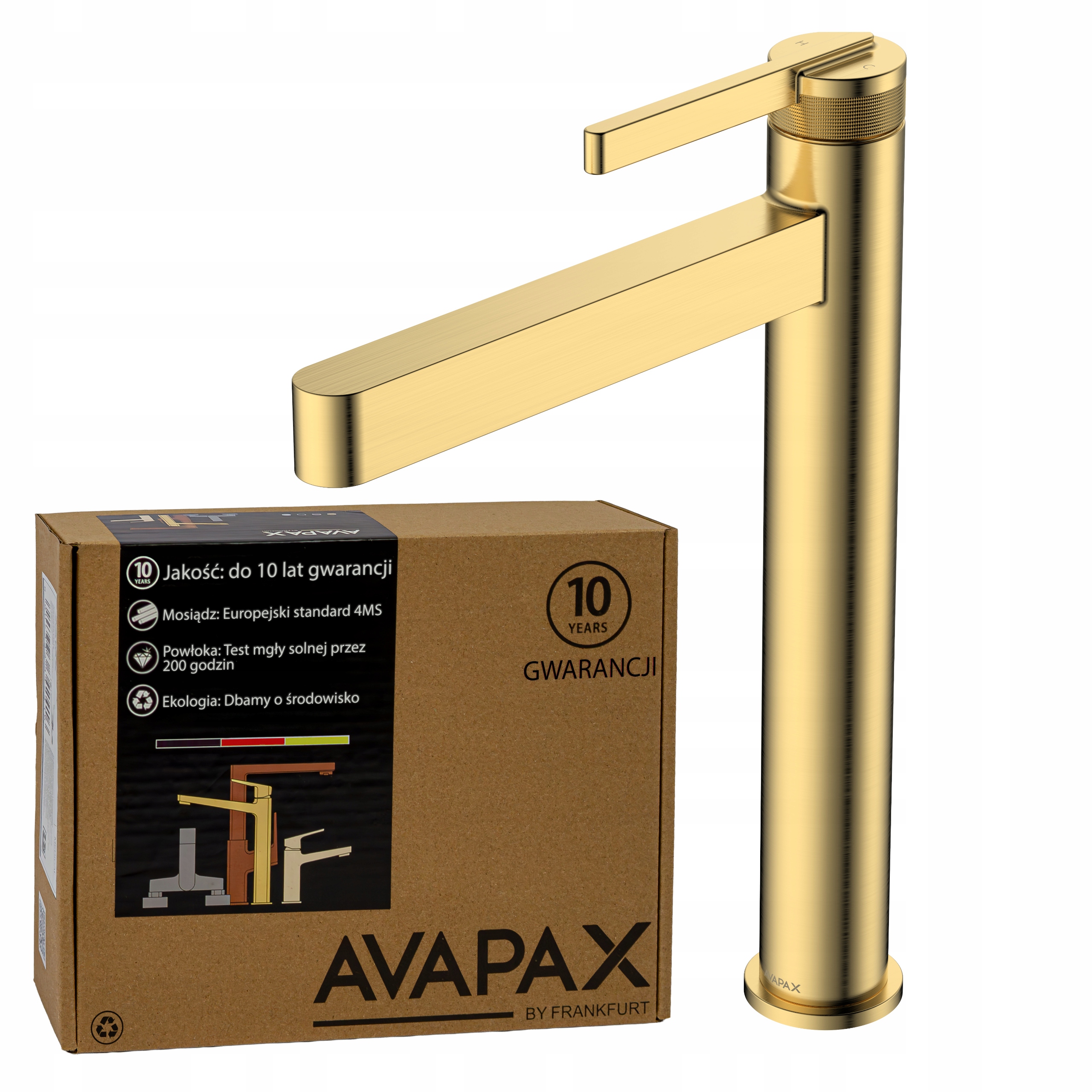 Stojanková umývadlová batéria s vysokým zlatým kohútikom pre umývadlo Avapax