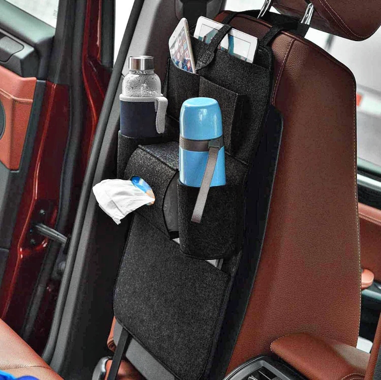 ORGANIZER OCHRANIACZ FILCOWY NA TYŁ FOTELA DO SAMOCHODU KIESZENIE RZEPY Materiał inny