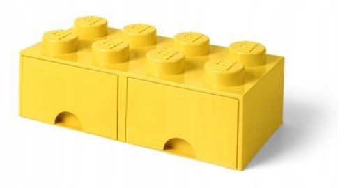 Lego pojemnik klocek z szufladami ósemka żółty