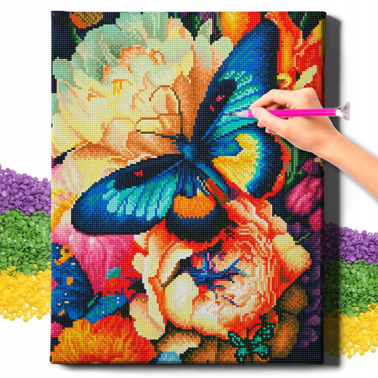 Diamond Painting 5D s Ramou Výšivka Diamantový Velký Motýl Mozaika 40x50 cm