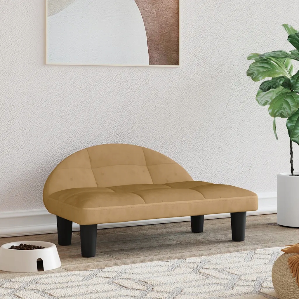 Levně Pelíšek pro psy hnědý 70 x 52 x 30 cm samet Hnědá 171943