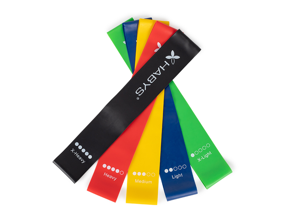 GUMY DO ĆWICZEŃ FITNESS ZESTAW TAŚMA MINI BAND OPOROWE WYTRZYMAŁE HABYS Długość 30 cm