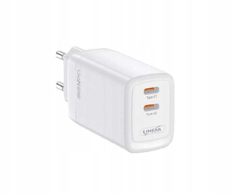 Ładowarka sieciowa Linear 2x Usb typ C 65W biała