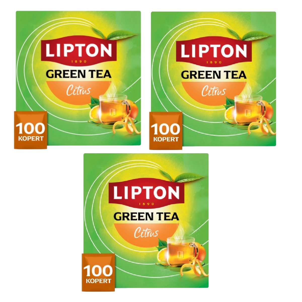 Zestaw Herbata zielona Lipton Balance Citrus Cytryna Cytrynowa 3x100 kopert