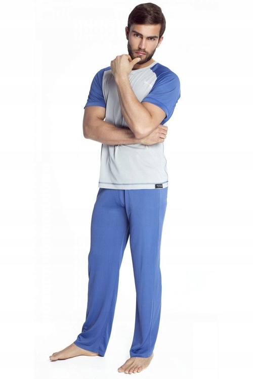 Pánské pyžamo James Bradley Vistex 6086 – šedé jeans, pohodlné noční