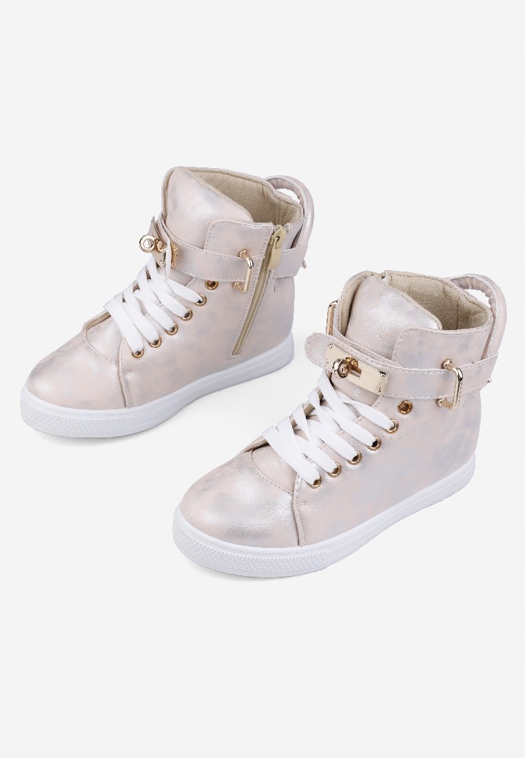 BEŻOWE BOTKI DZIEWCZĘCE UKRYTY KOTURN SNEAKERSY SPORTOWE DZIECIĘCE SUWAKI Kod producenta R72C-10s34