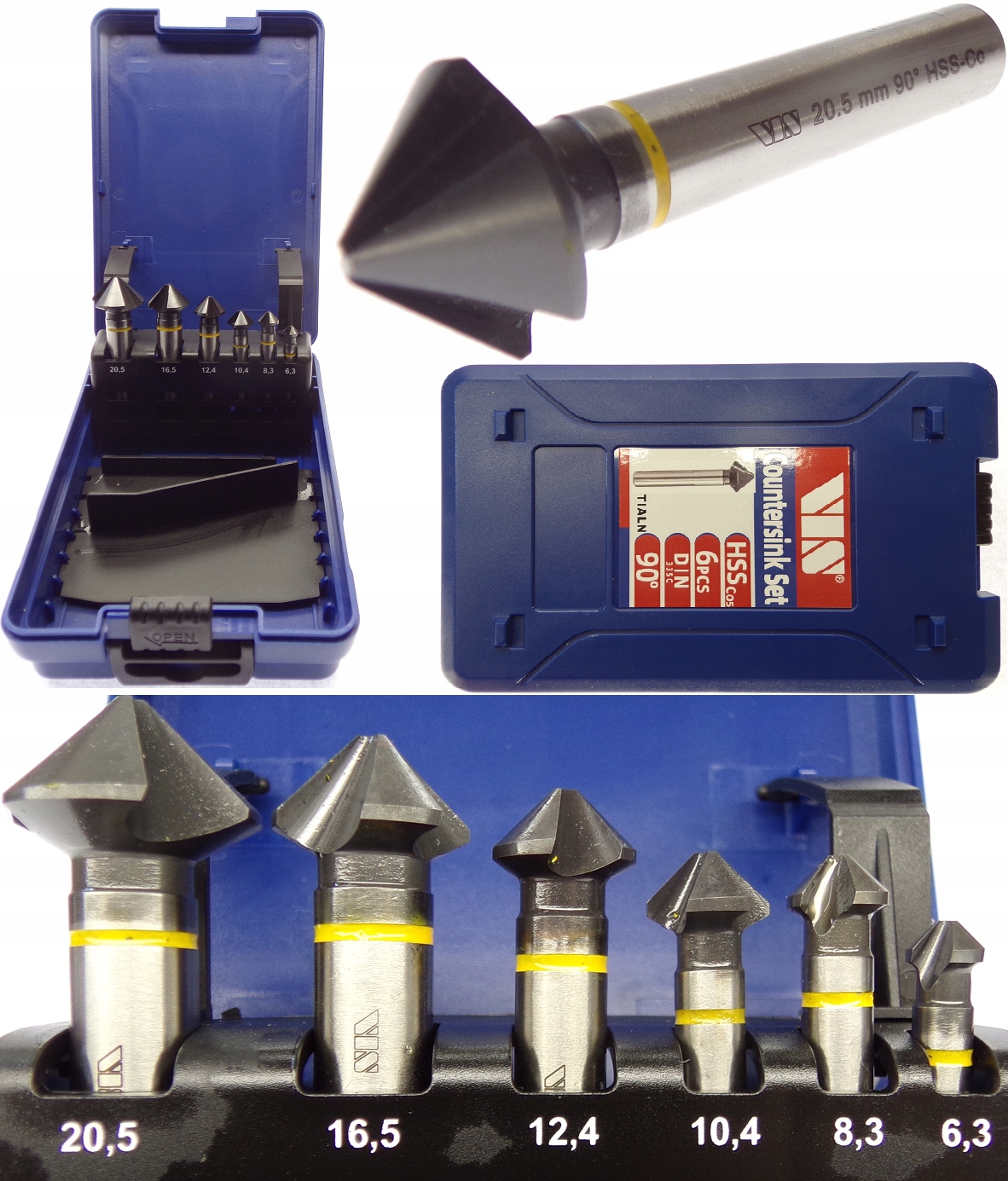 Zestaw Pogłębiaczy Fazowników 6.3-20.5 HSS-Co Vis Pogłębiacz Hss-e Kobalt