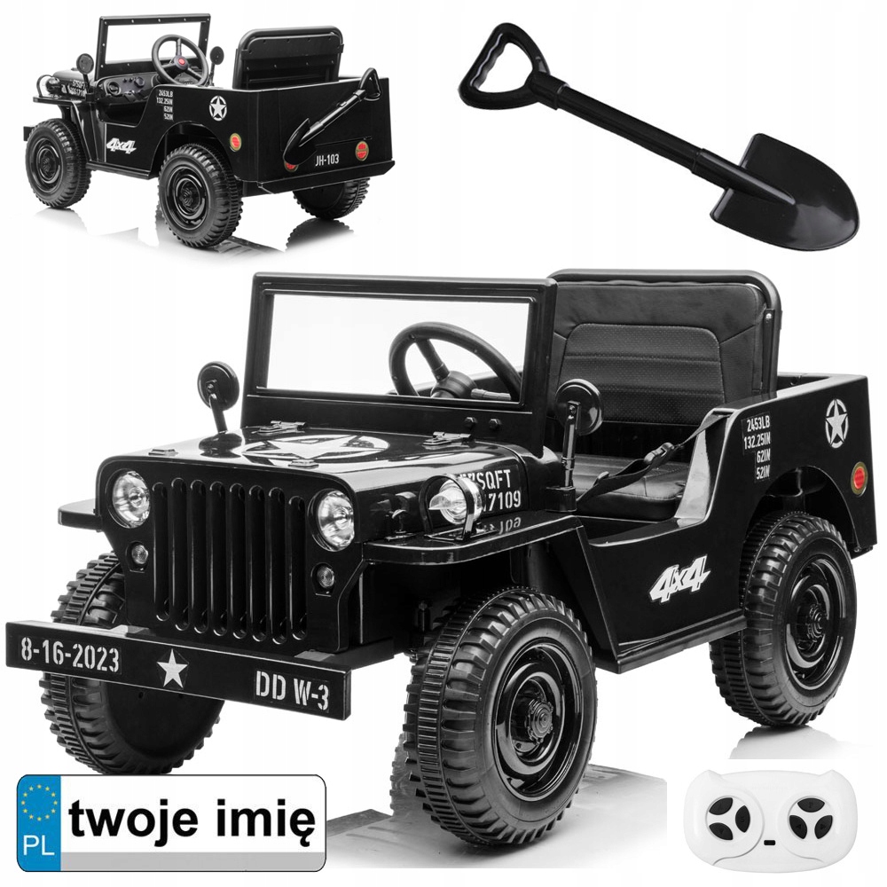 Wojskowe Auto na akumulator Willys pilot PA0263