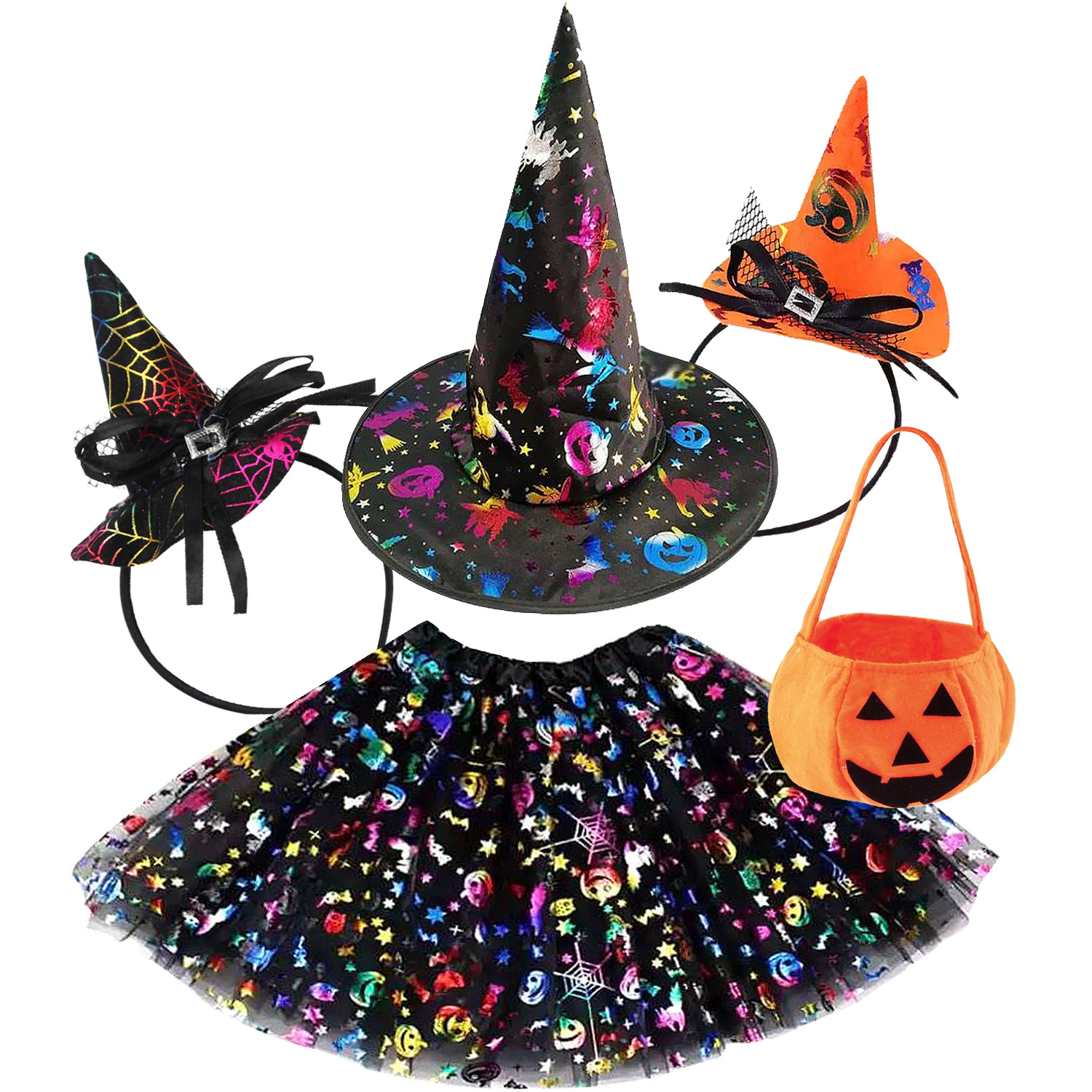 Strój Dynia Kostium Halloween Czarownica Wiedźma Nietoperz 5w1