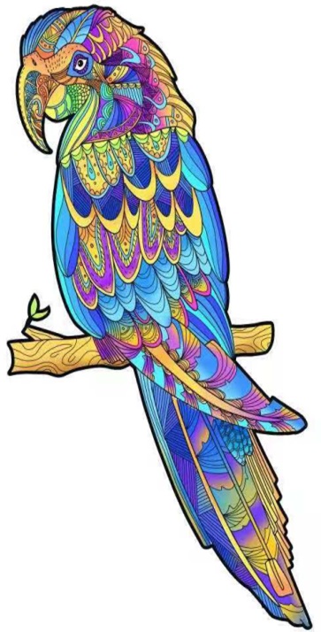 

Drewniane puzzle 16x39cm, Kolorowa Papuga