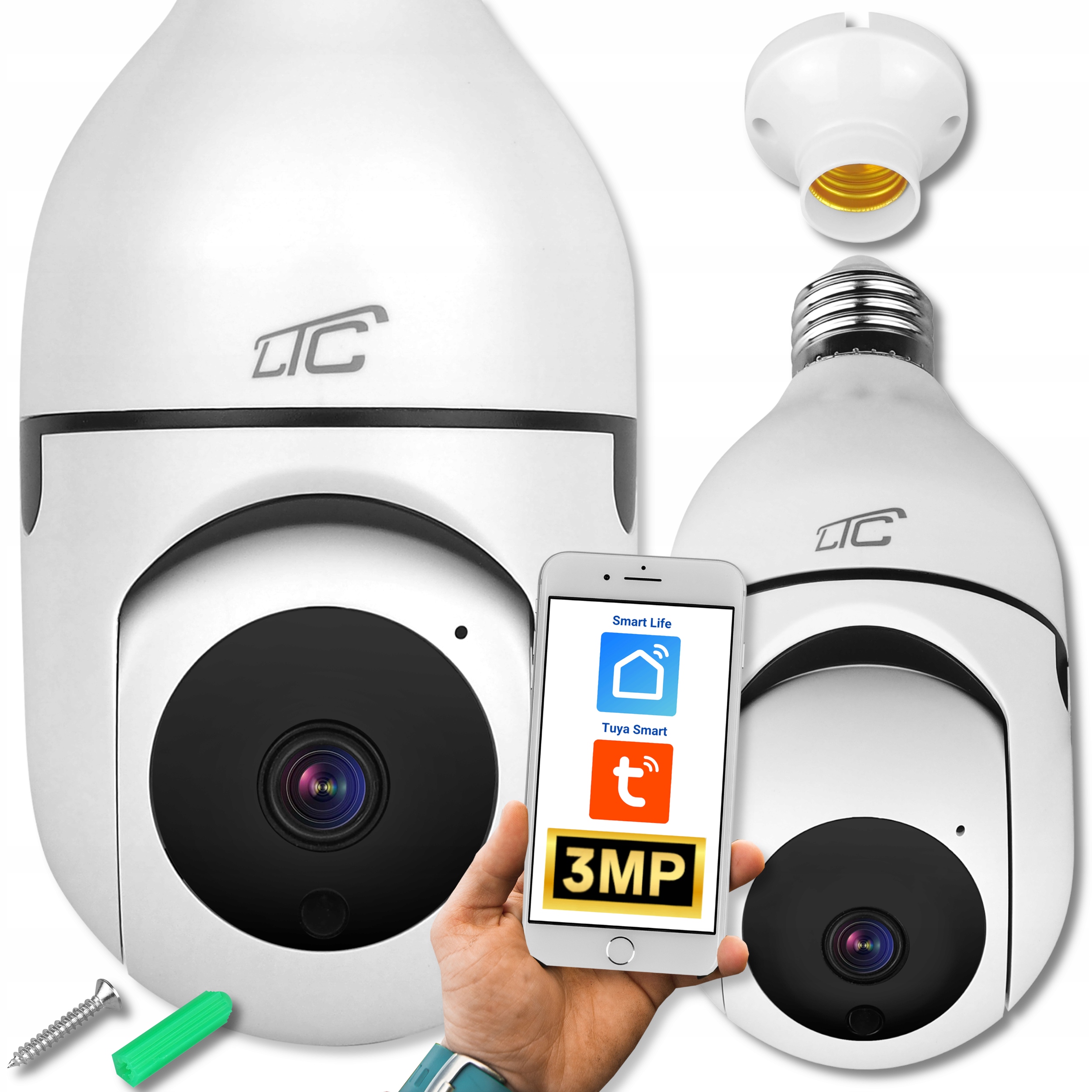 Smart Otočná Kamera Žárovka 230V Wifi 3MPIX Apk