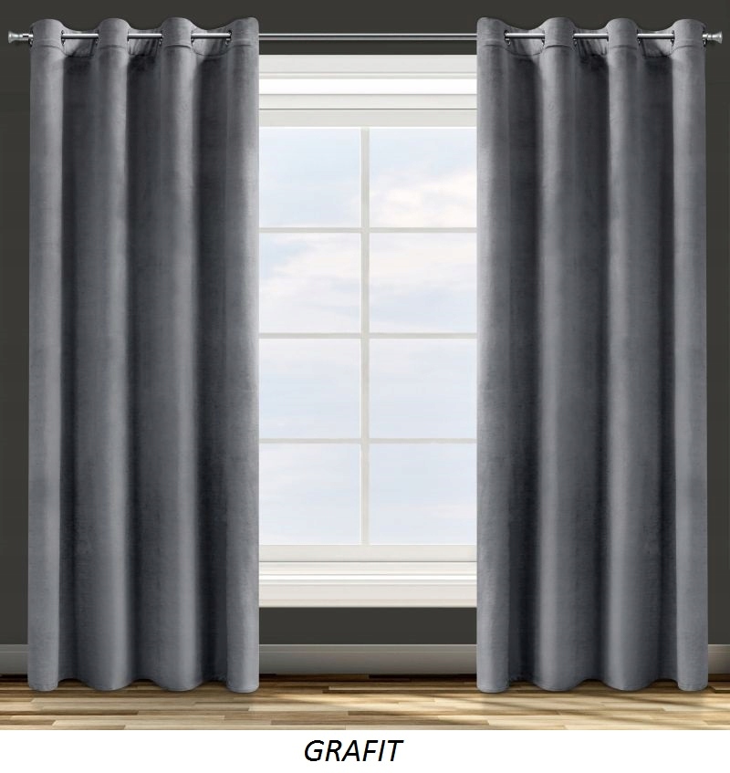 ZASŁONY GOTOWE 135 x 250 WELUR VELVETOWE PRZELOTKI Kolor odcienie szarości srebrny