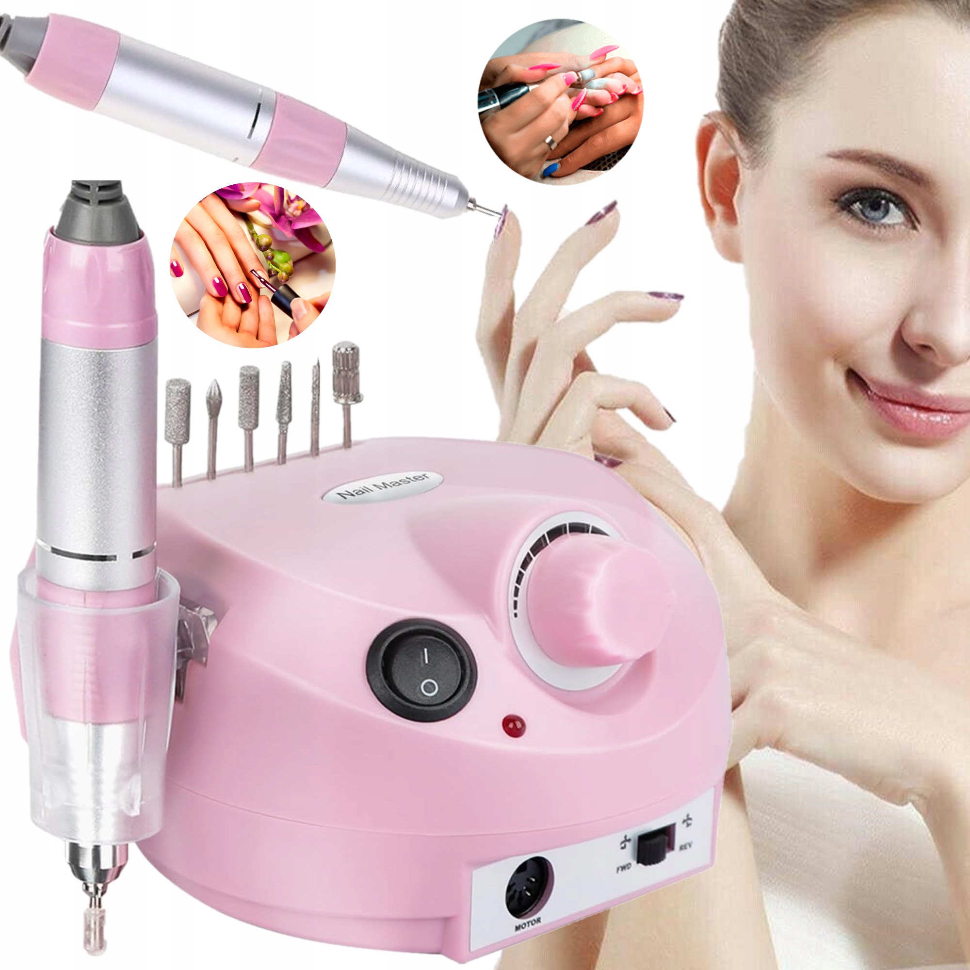 Bruska Na Nehty Silná Profesionální Manikúra Pedikúra 65W Frézy Sada