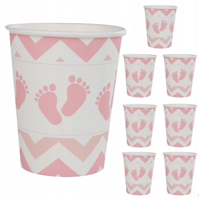 KUBECZKI RÓŻOWE STÓPKI BABY SHOWER ROCZEK Kolor różowy