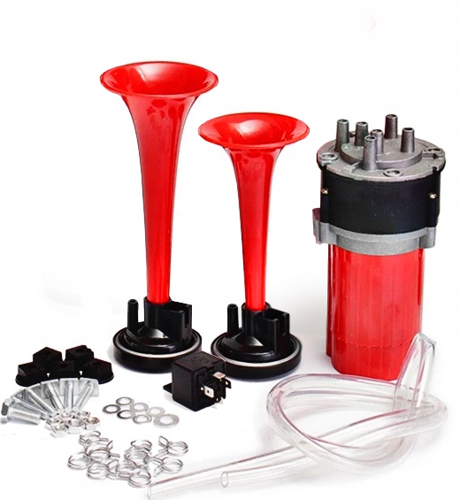 GŁOŚNY DWUTONOWY SYGNAŁ DŹWIĘKOWY FANFARA KLAKSON + KOMPRESOR TIR TRĄBKI Numer katalogowy części BRAK