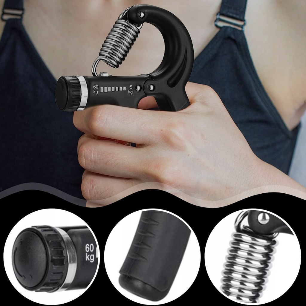 ŚCISKACZ DO ĆWICZEŃ RĄK DŁONI Z REGULACJĄ 5-60kg Waga 200 g
