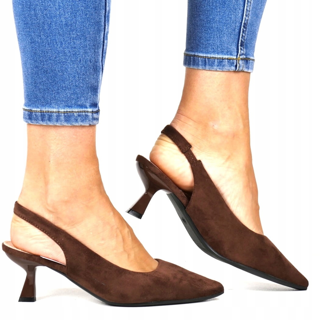 iButy Lodičky Bez Paty Na Nízkém Podpatku Hnědé Pohodlné Elegantní Gumička