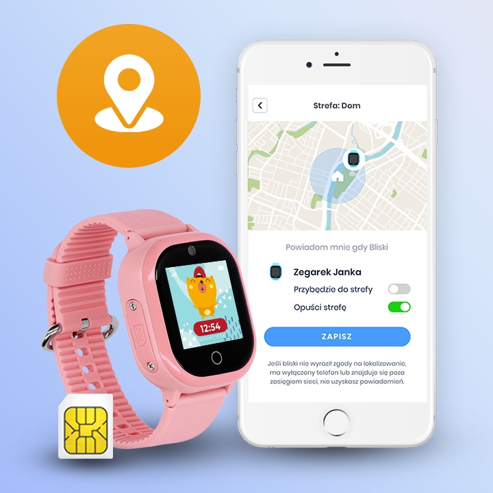 SMARTWATCH DLA DZIECI ZEGAREK APARAT GPS SIM PL Kolor odcienie niebieskiego