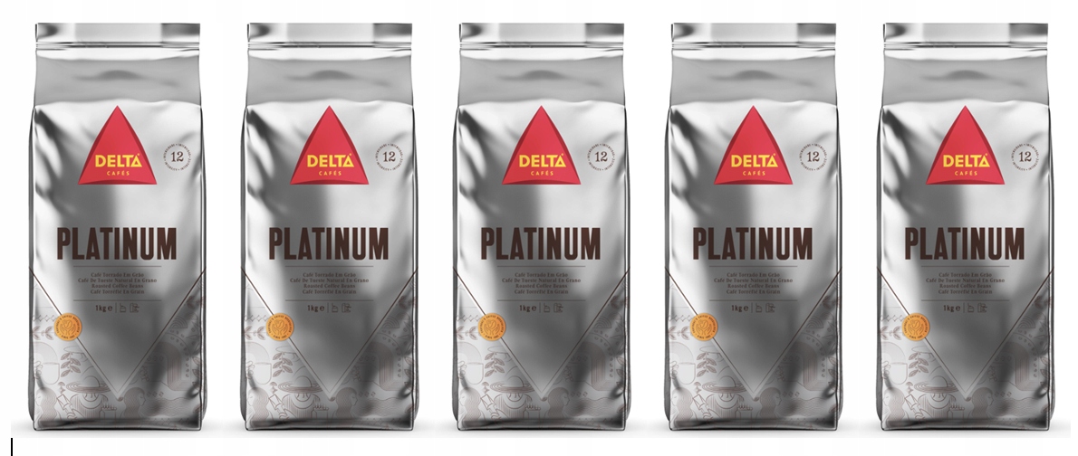 Levně 5 x Káva tradičně pražená, zrnková, Platinum 1 kg Delta