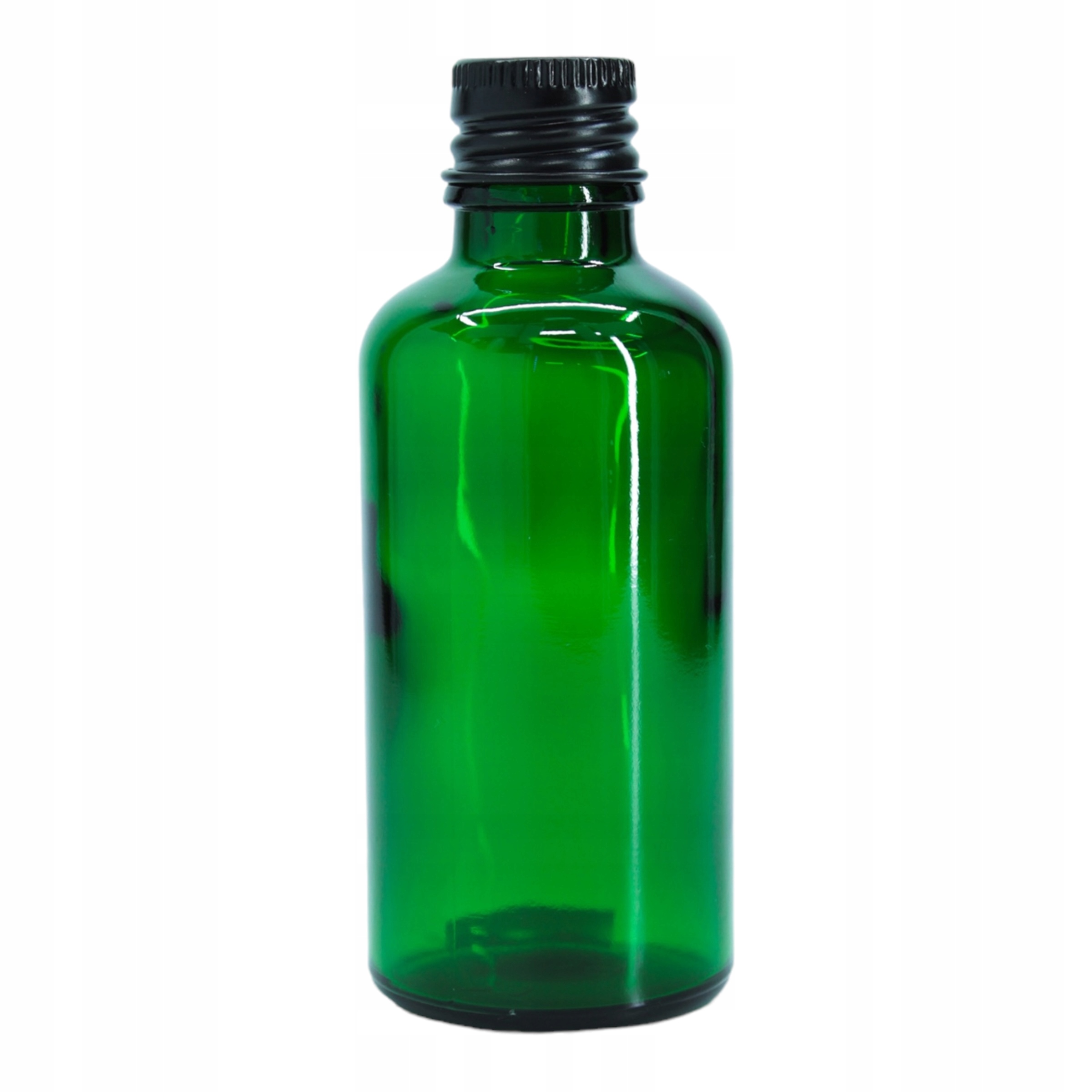 Butelka szklana 50 ml zielona z nakrętką aluminiową czarną
