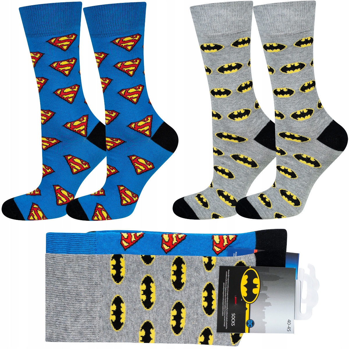 

2x Skarpetki Soxo Superman Batman Śmieszne Prezent