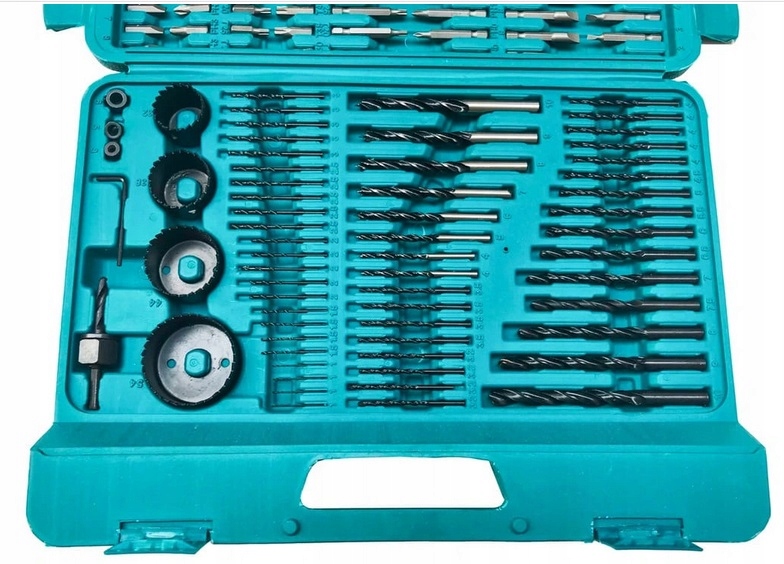 DUŻY ZESTAW BITÓW WIERTEŁ NASADKI OTWORNICE 217 EL Waga produktu z opakowaniem jednostkowym 4.38 kg