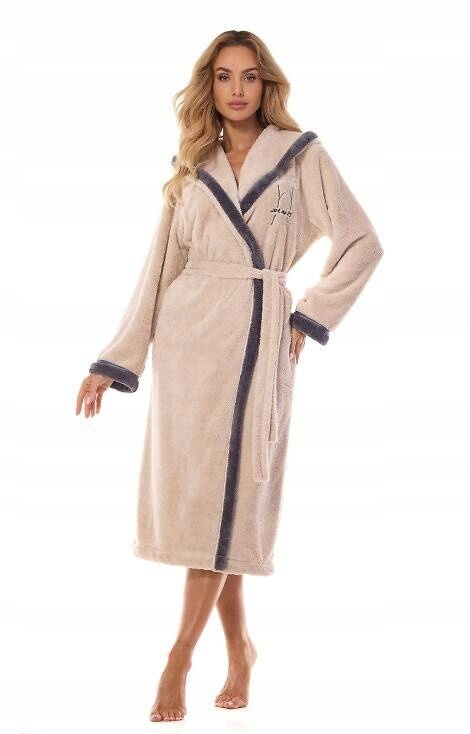 Dámský dlouhý župan L&L 2419 Tess angora s kapucí, teplý