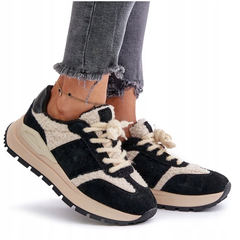 Zateplené Semišové Tenisky Big Star OO274A318 Hi-poly Systém Černé 38