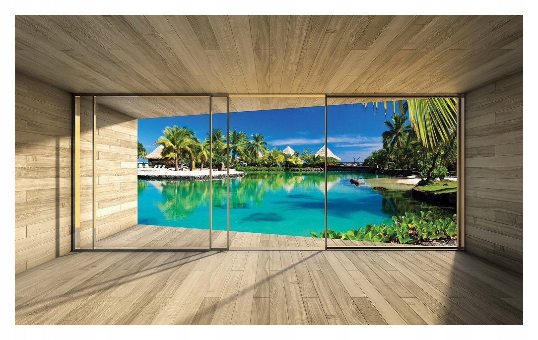 Fototapeta Rajské ostrovy Azúrová bungalovová lagúna vinylová 254x184 lepidlo