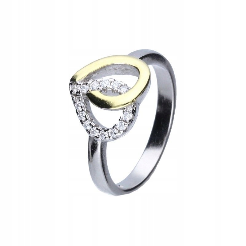 Dámský prstýnek stříbro 925 Srdíčko se zirkony, pozlacené k Valentýnu