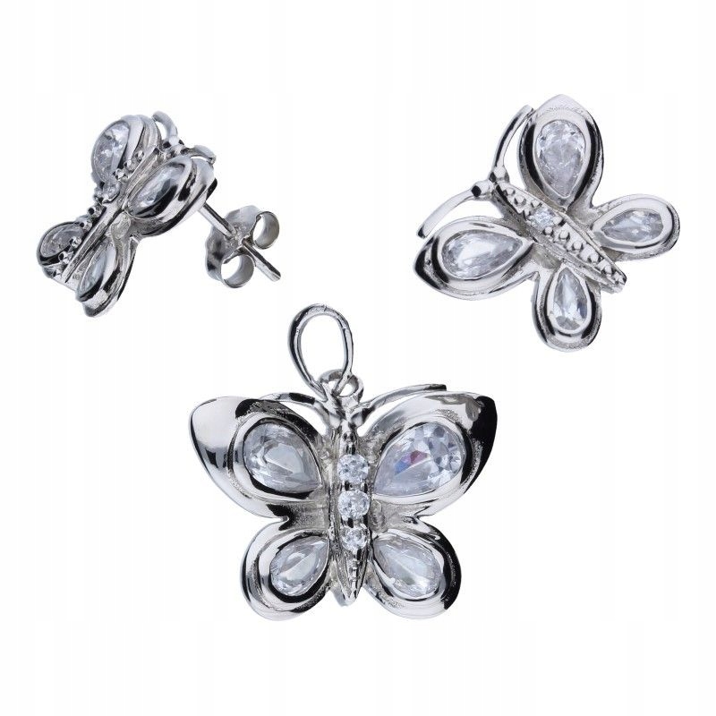 Stříbrný komplet 925, přívěsek plus náušnice s bílými zirkony jako dárek