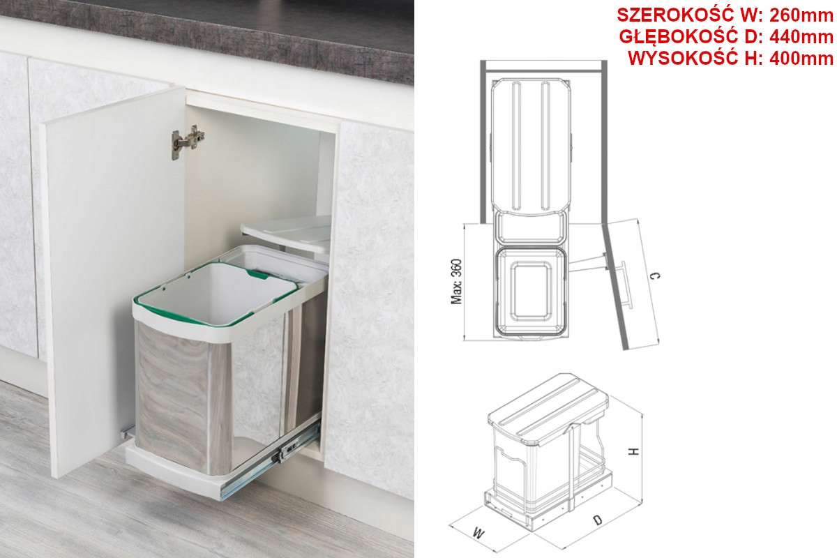 Jednoduchý odpadkový kôš Nerezová Oceľ 16L 1L, Starax S-2395-G