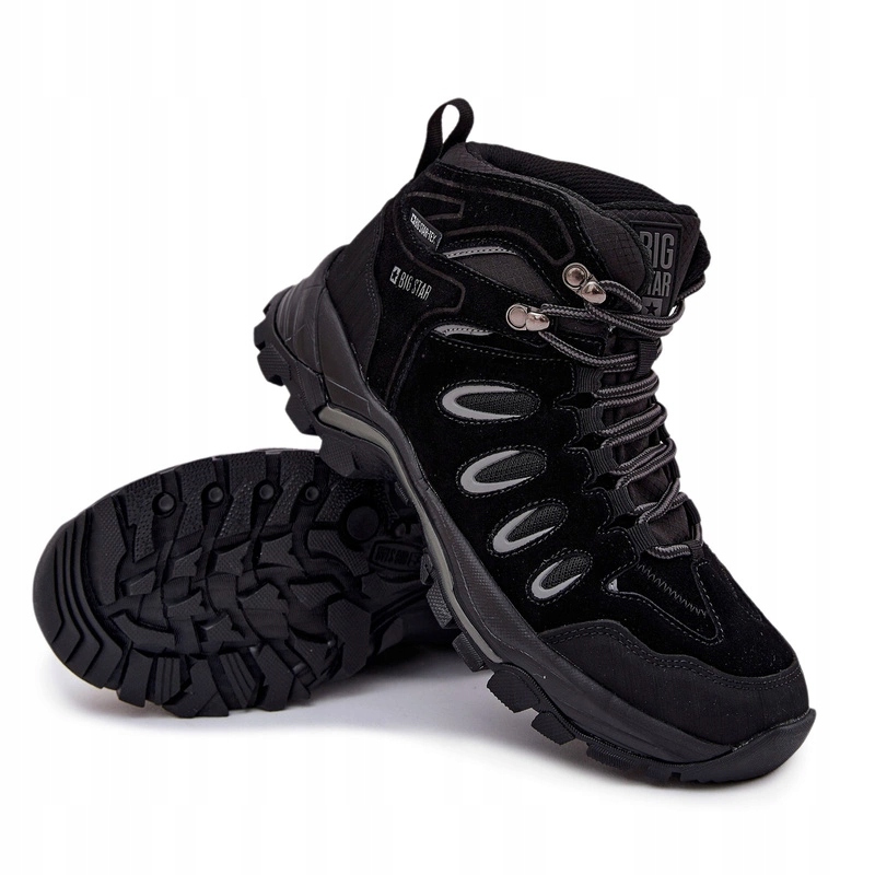 Trekové Boty Pánské Kožené Big Star OO17433 Hi-poly Systém Černé 45