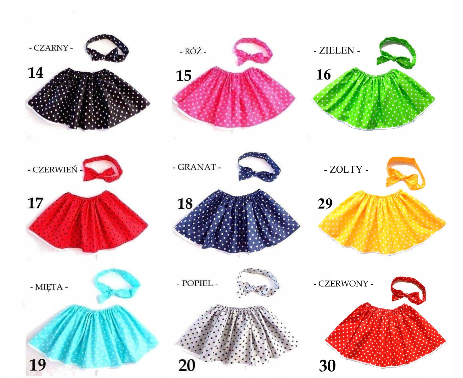 SPÓDNICZKA retro + opaska Dzień Mamy Babci 1-2 lat