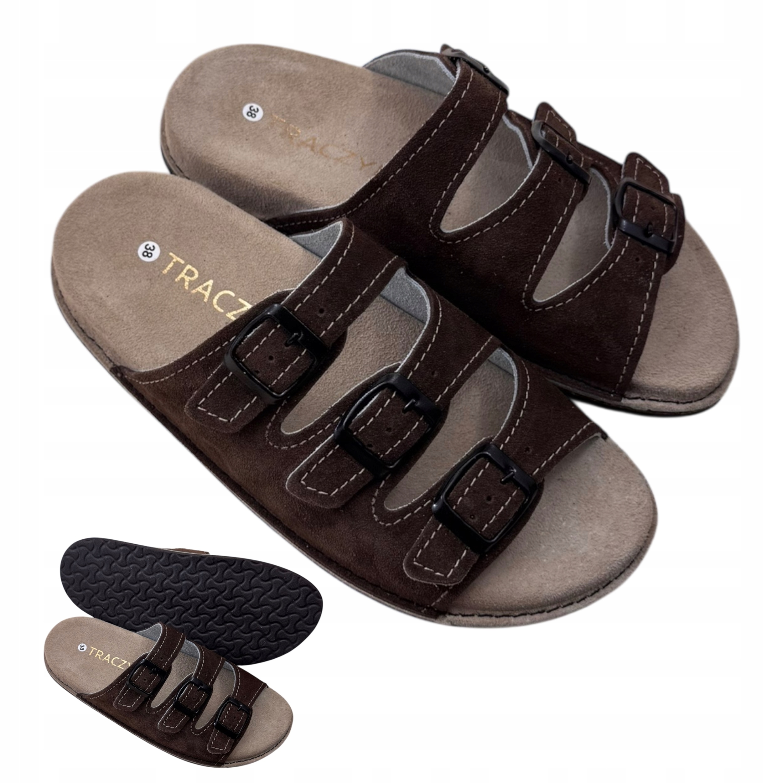 Kožené Nazouváky Ortopedické Traczyk Profilované Choco vel.40