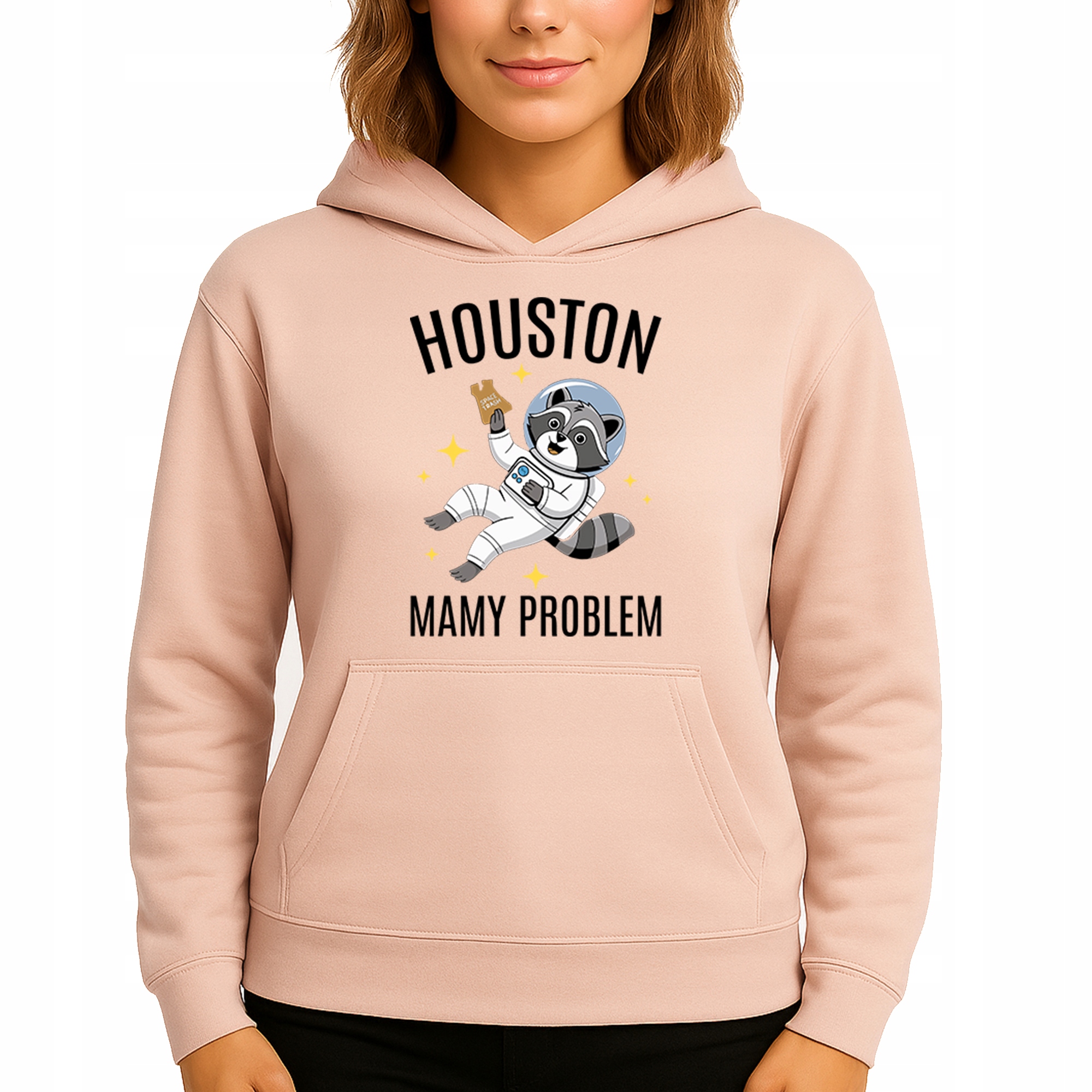 Mikina S Kapucí Broskvová bavlněná mikina Houston Máme problém S
