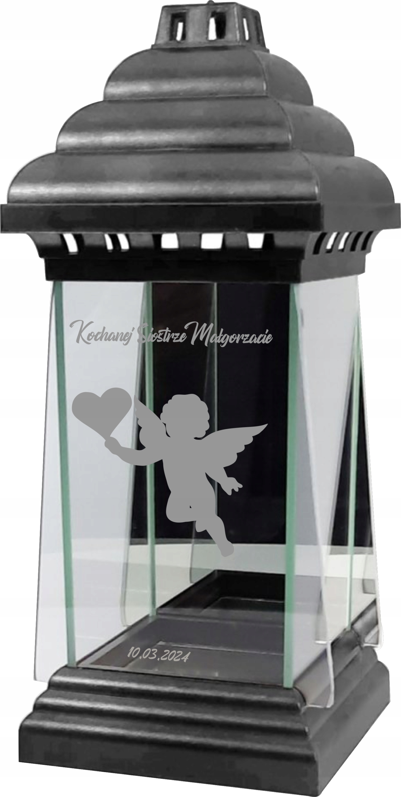 Hřbitovní Svíčka Lampion Kaplička s gravírováním pro Sestru