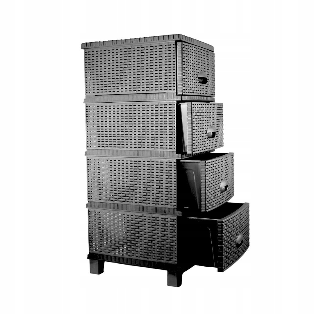 Komoda 4 szuflady rattan nowoczesna 94 cm do łazienki na działkę garaż