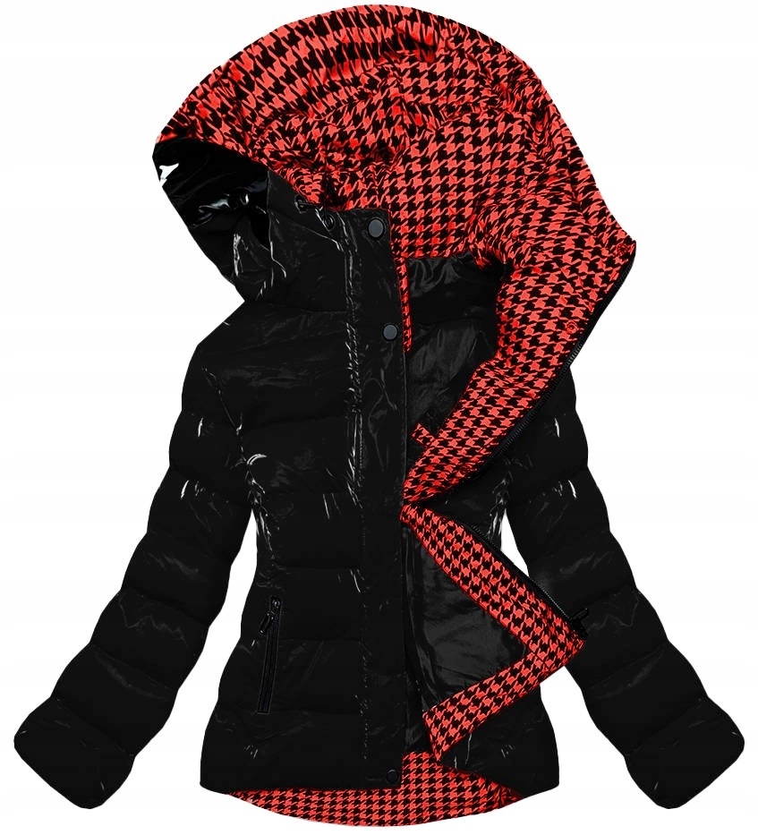 Błyszcząca Kurtka Pikowana W807# Czarna M (38)