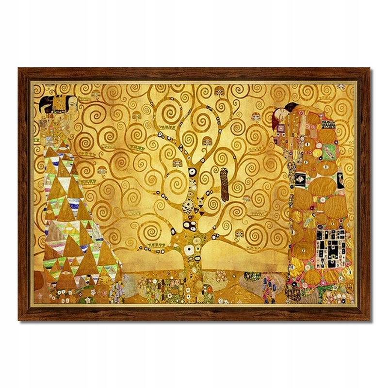 Duży Obraz Gustav Klimt Drzewo Życia Reprodukcja Pocałunek Rama Brązowa