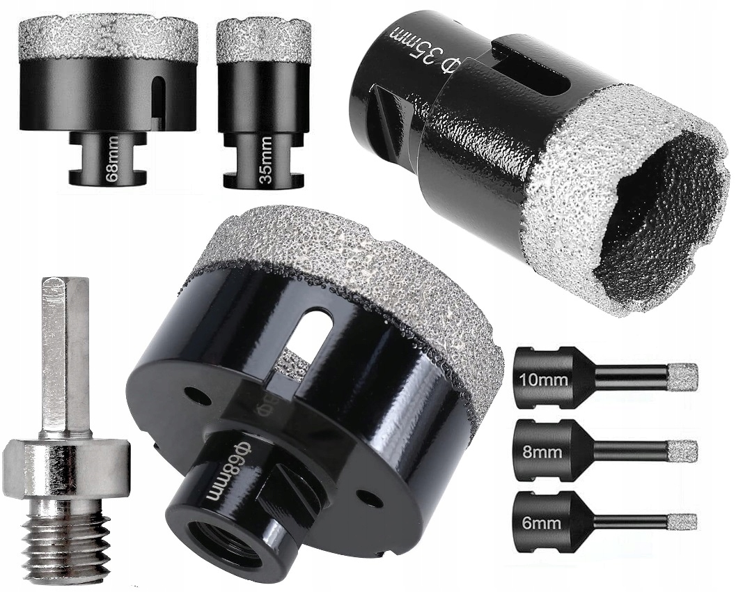 Otwornica Diamentowa Koronka Wiertło 6 8 10 35 68mm Adapter M14 Do Gresu