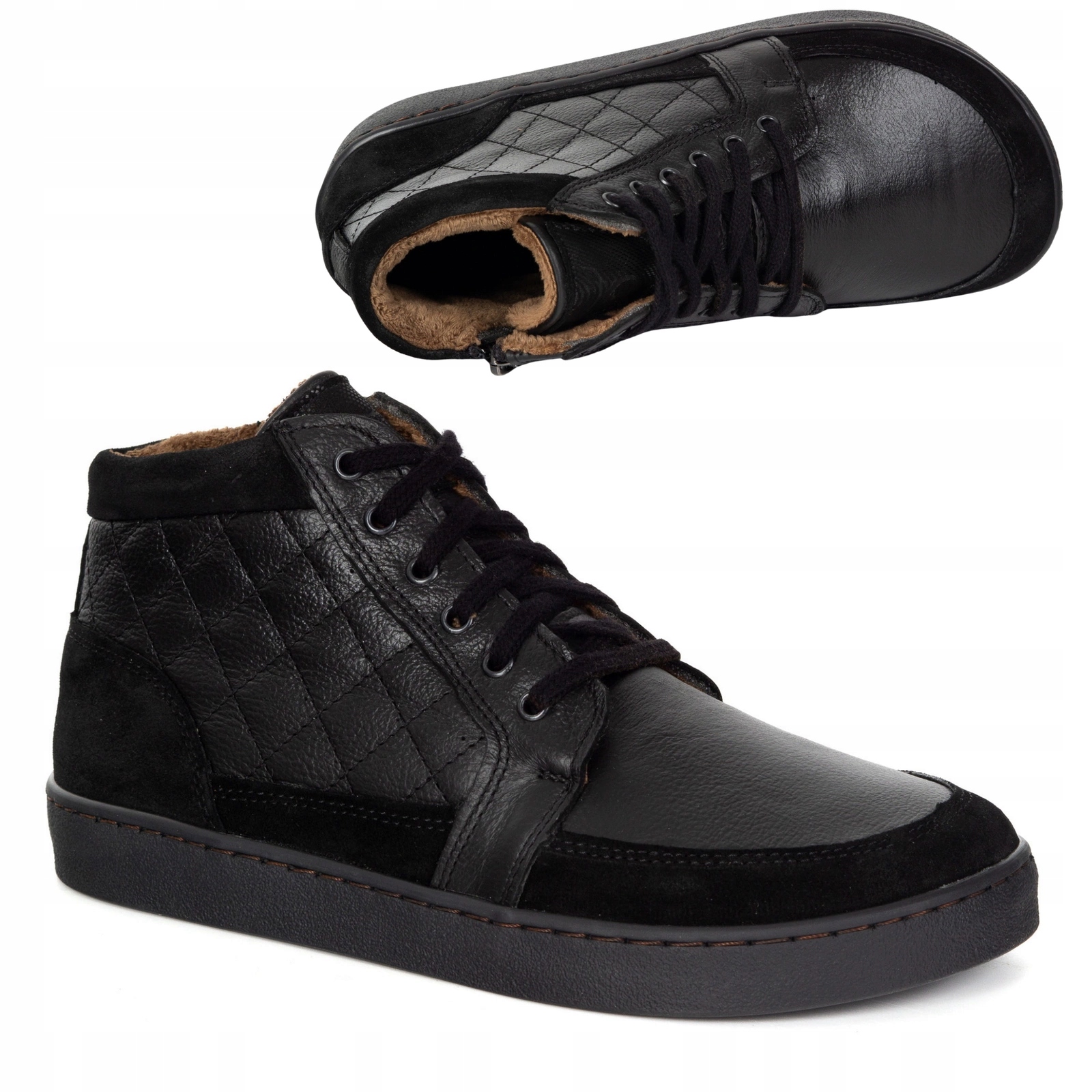 Dámské zimní barefoot kožené boty Z-B05 černé 36