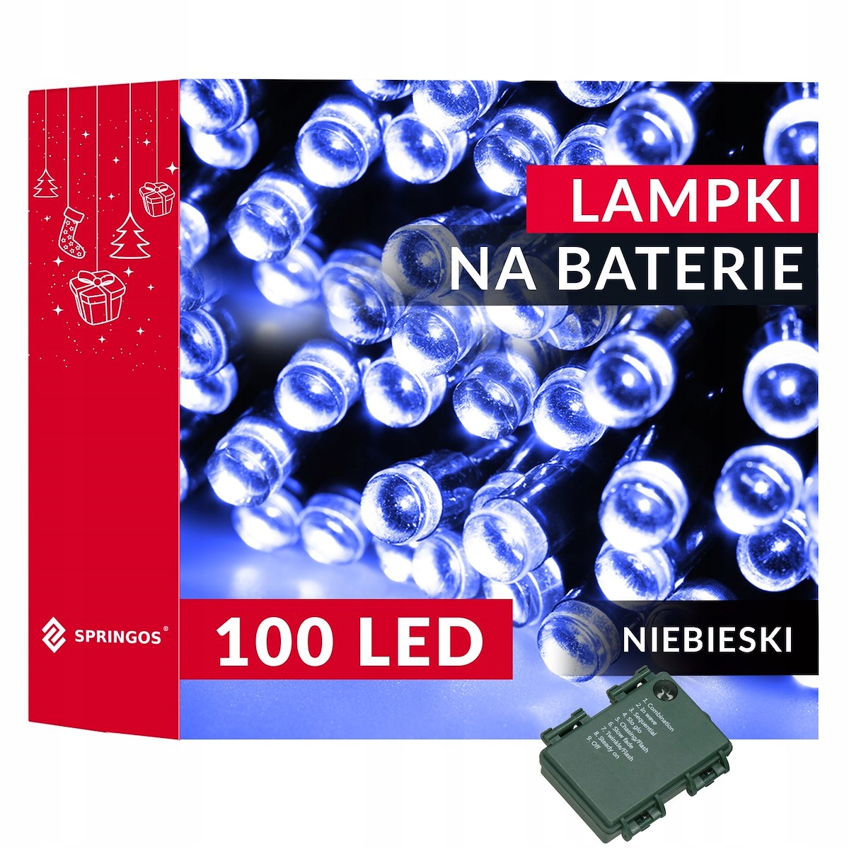 LAMPKI CHOINKOWE 100LED ZEWNĘTRZNE NIEBIESKI TIMER