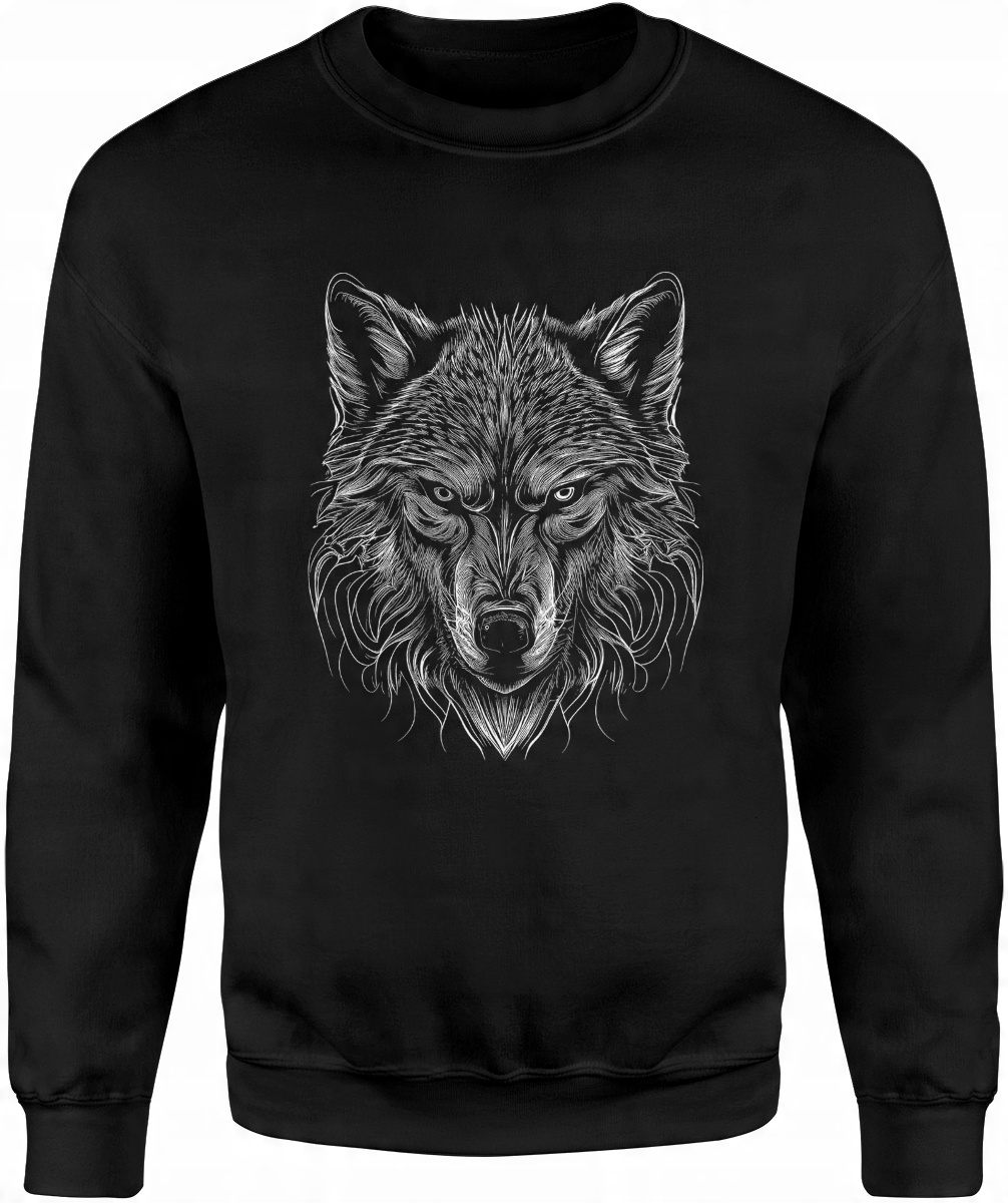 

Wilk Bluza Z Wilkiem Męska Nadrukiem Czarna R XL