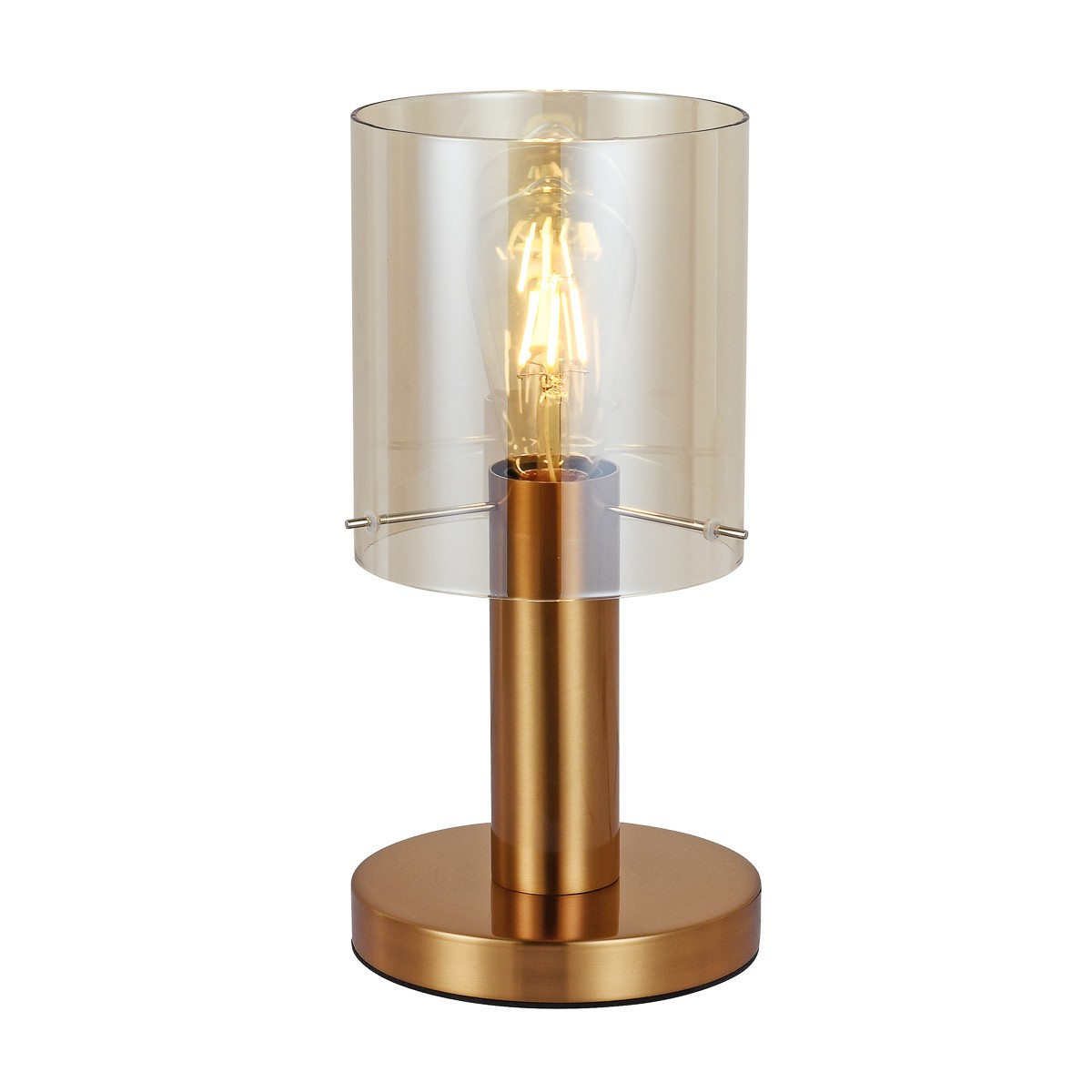 Sardo, Dekorativní zlatá stojací lampa, stolní s jantarovým stínítkem, E27