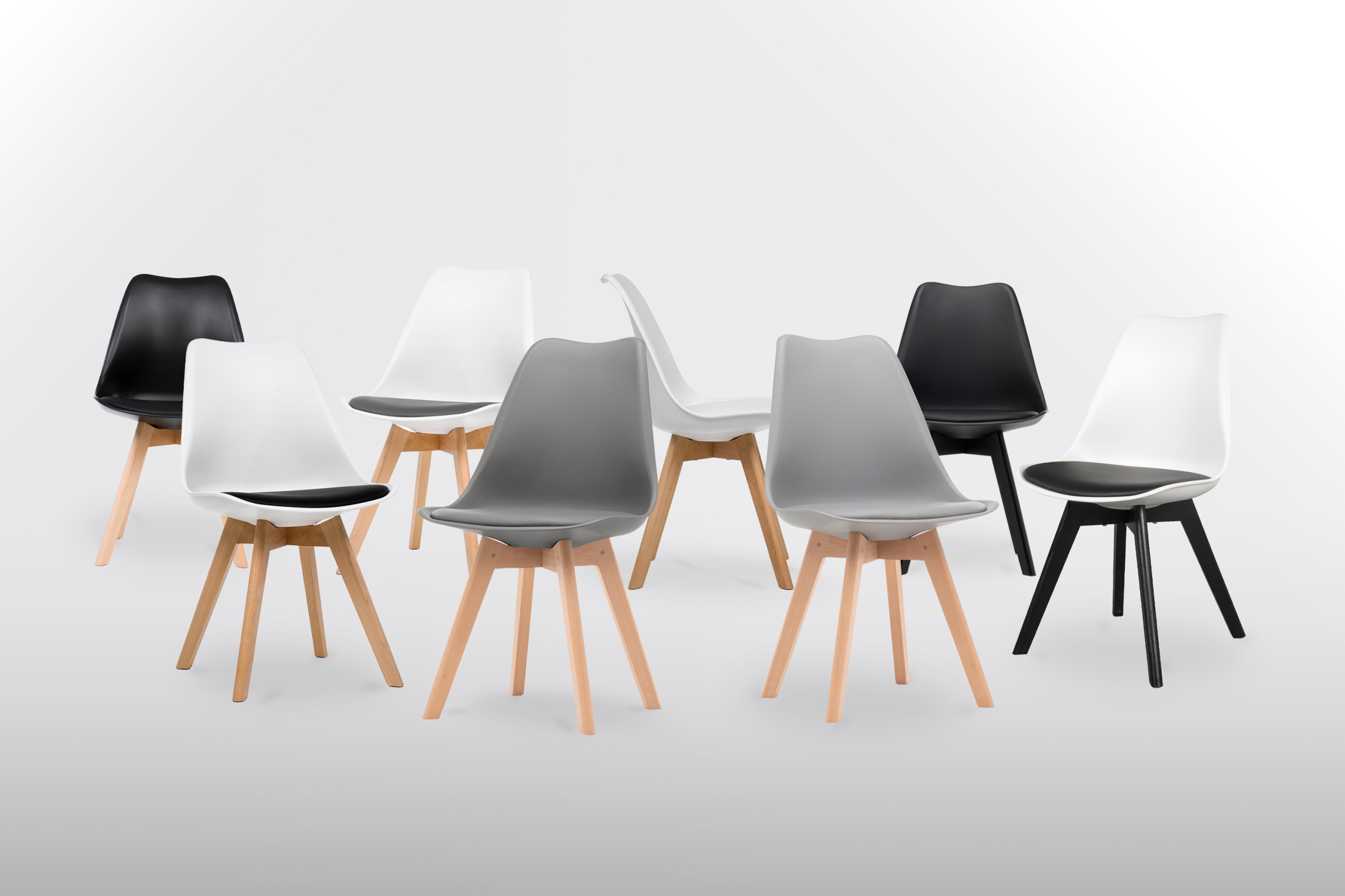 KRZESŁO SKANDYNAWSKIE Z PODUSZKĄ DSW DUBLIN BIAŁY Szerokość mebla 48 cm